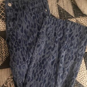 Pilcro Blue Leopard Print Straight Leg Jeans